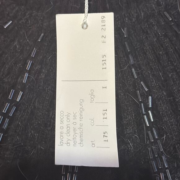 NWT Vintage Les Copains Beaded Embellishments Around Neckline Black Sweater - Picture 6 of 6